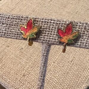 Vintage Maple Leaf Screw Back Earrings